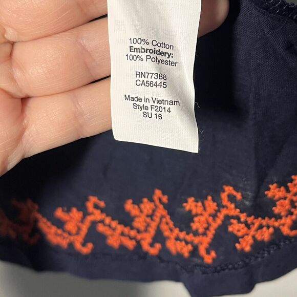 J Crew Embroidered Blouse Shirt Size XS Blue Orange Details Short Sleeve NWT $50 - Picture 5 of 10